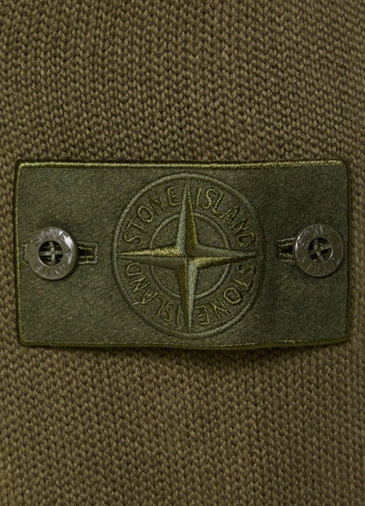 Stone Island S00FM fijngebreide trui in wolblend met logo - detail 4 bronsgroen