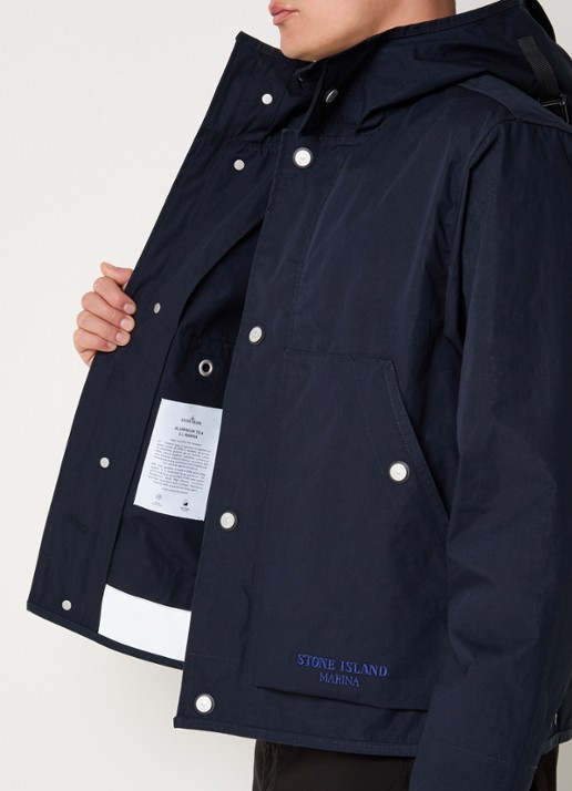 Stone Island S00X1 Marina jack met logo en capuchon - detail 3 donkerblauw