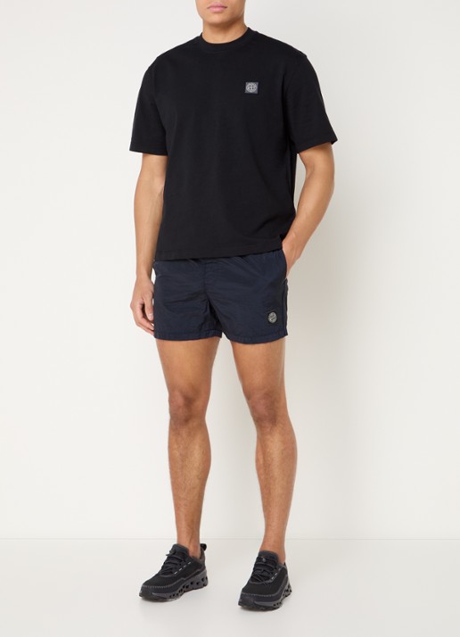 Stone Island S0115 T-shirt met logo - voorkant 3 zwart