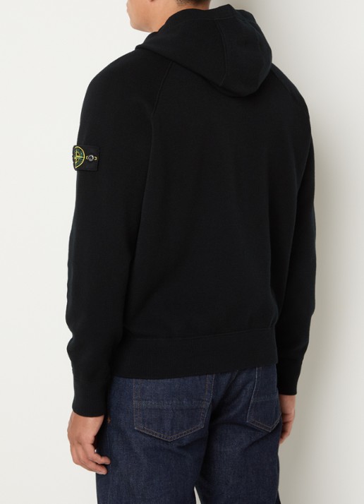 Stone Island S01A1 fijngebreid vest in scheerwolblend met logo - achterkant zwart