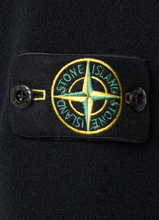 Stone Island S01A1 fijngebreid vest in scheerwolblend met logo - detail 4 zwart