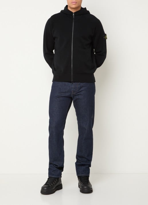 Stone Island S01A1 fijngebreid vest in scheerwolblend met logo - voorkant 6 zwart