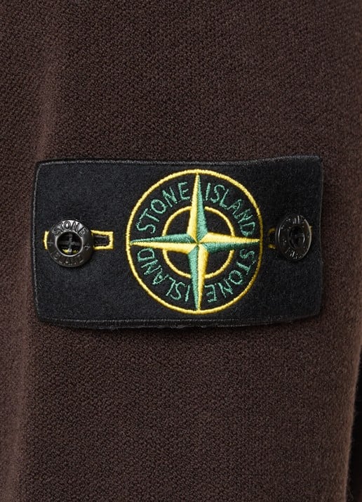 Stone Island S01A1 fijngebreide trui in scheerwolblend met logo - detail 5 bruin