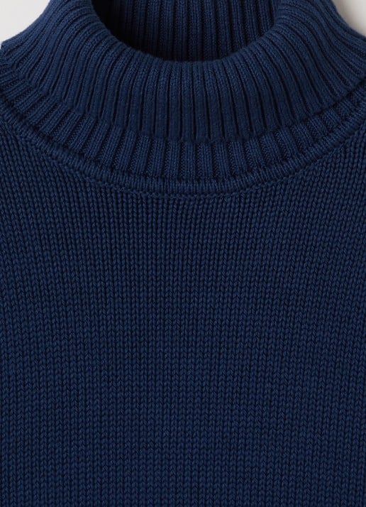 Stone Island S01A2 grofgebreide trui met col - detail 3 donkerblauw