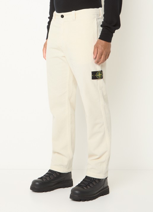 Stone Island S0212 straight fit broek van corduroy - detail 4 creme
