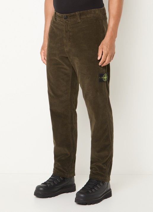 Stone Island S0212 straight fit broek van corduroy - detail 4 donkerbruin