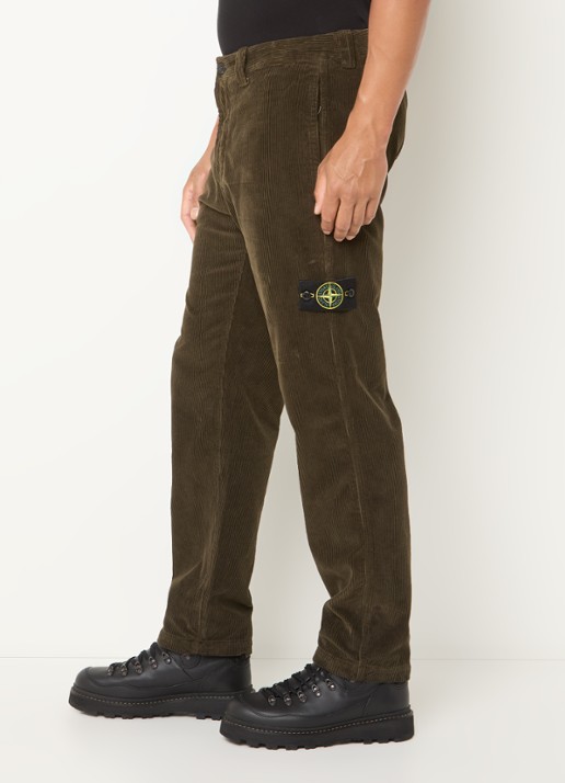 Stone Island S0212 straight fit broek van corduroy - detail 5 donkerbruin
