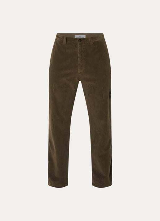 Stone Island S0212 straight fit broek van corduroy - voorkant 2 donkerbruin