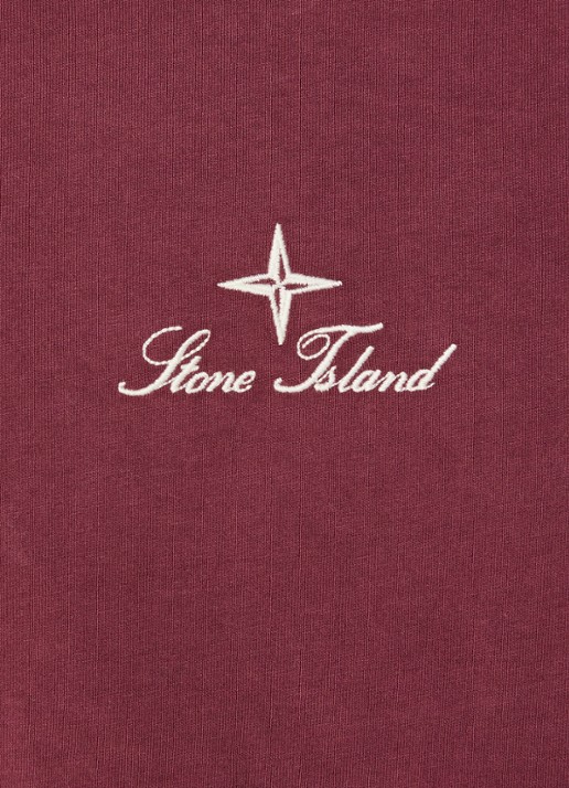 Stone Island S0234 T-shirt met logo- en backprint - detail 3 kersenrood