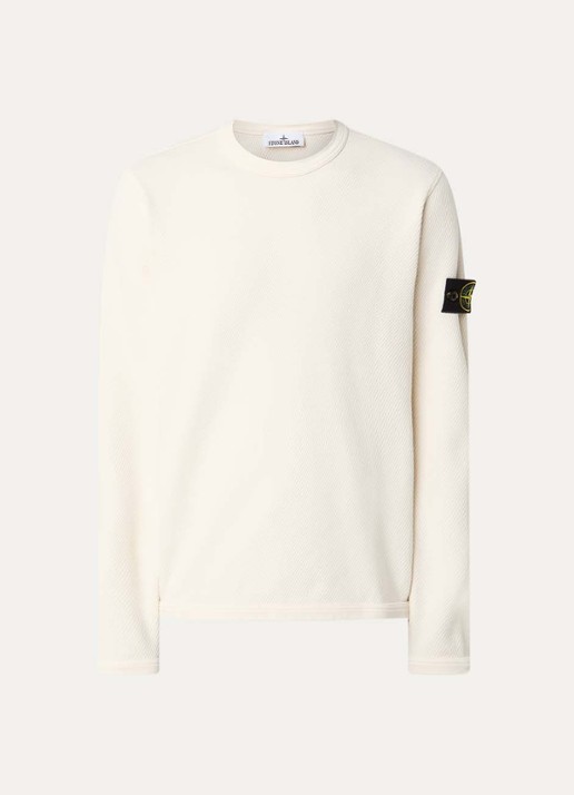Stone Island S0297 sweater met logo - voorkant 2 creme