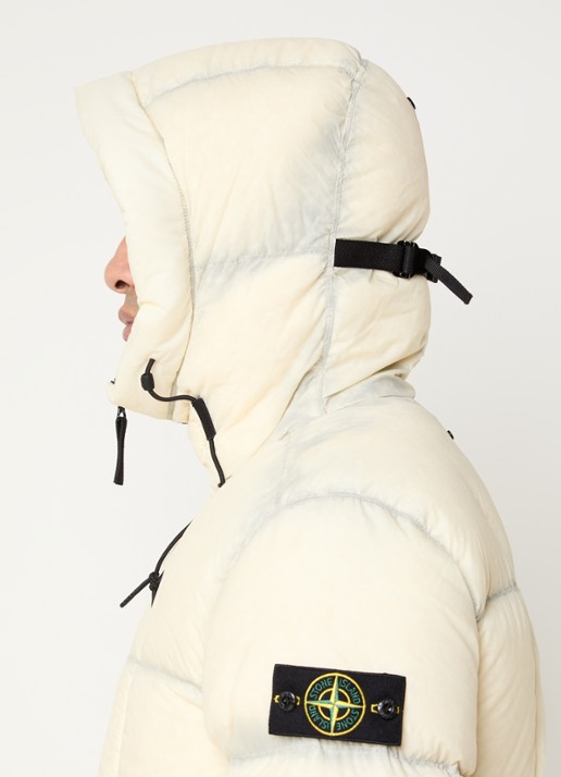 Stone Island S0302 puffer jack met donsvulling en capuchon - detail 4 gebroken wit