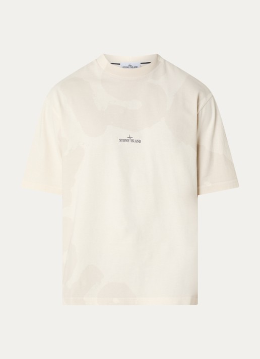 Stone Island S0365 T-shirt met logo- en backprint - voorkant 3 creme