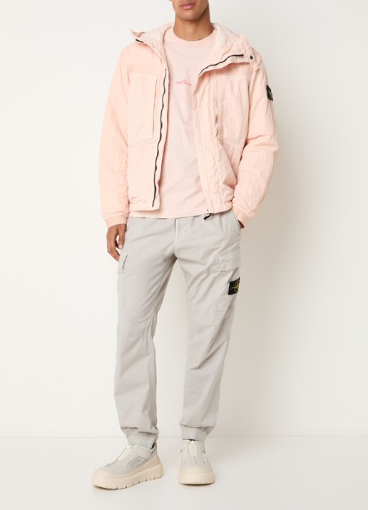 Stone Island S0405 jack met capuchon en logo - voorkant 5 roze