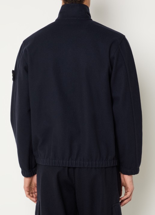 Stone Island S0451 overshirt in wolblend met borstzak - achterkant 3 donkerblauw
