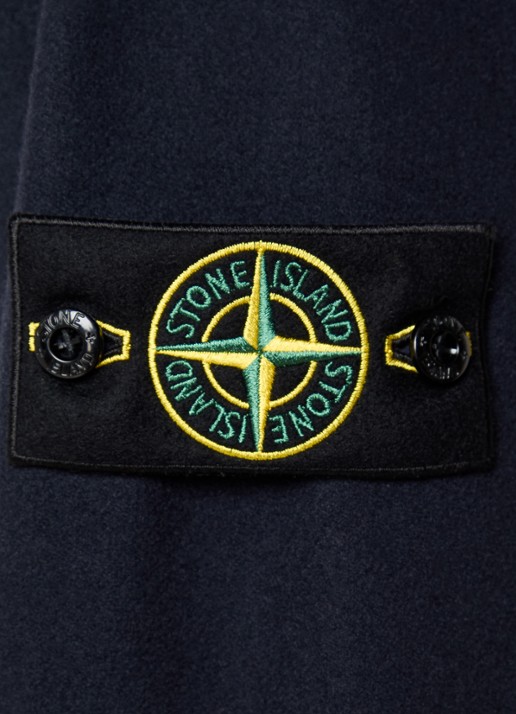 Stone Island S0451 overshirt in wolblend met borstzak - detail 2 donkerblauw