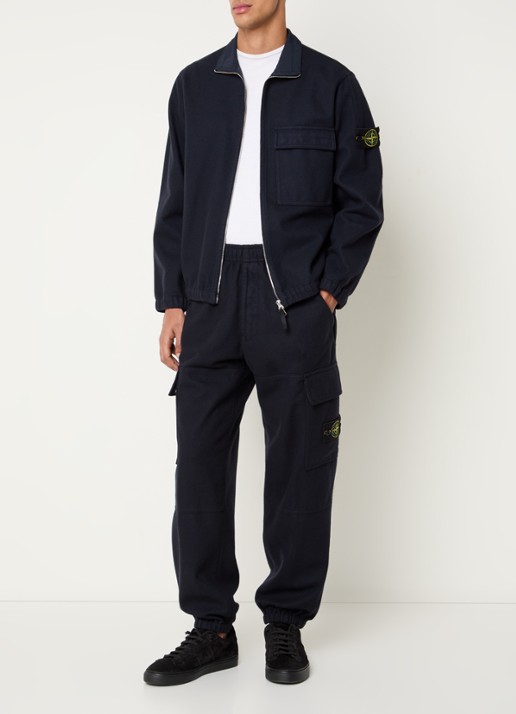 Stone Island S0451 overshirt in wolblend met borstzak - voorkant 5 donkerblauw