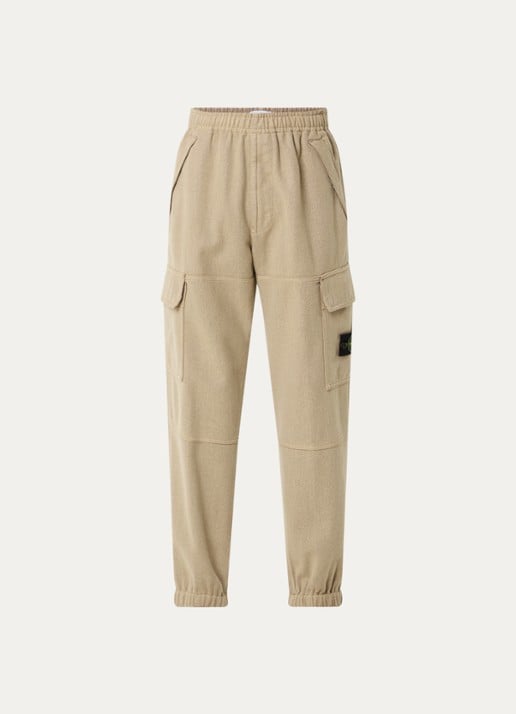 Stone Island S0451 tapered fit joggingbroek met steekzakken - voorkant 5 beige