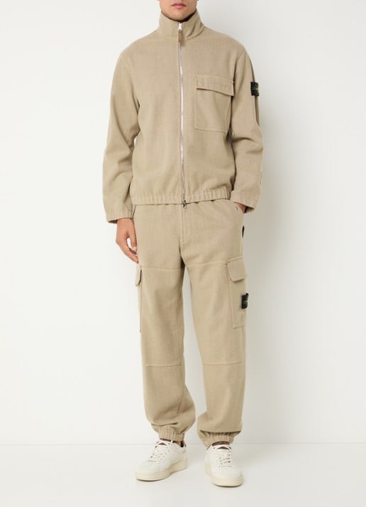 Stone Island S0451 tapered fit joggingbroek met steekzakken - voorkant 6 beige
