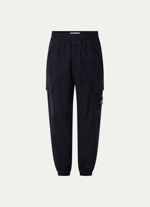 Stone Island S0451 tapered fit joggingbroek met steekzakken - voorkant 4 donkerblauw