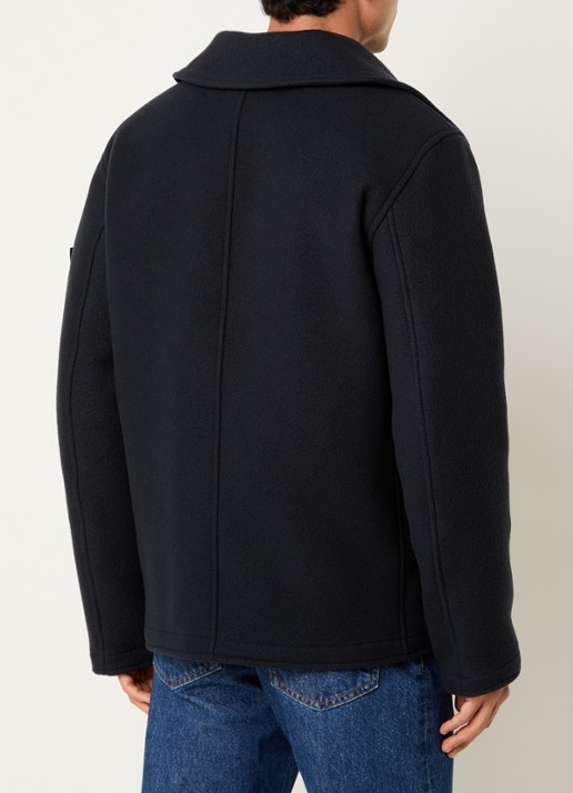 Stone Island S0453 mantel in kasjmierblend met logo - achterkant 4 donkerblauw