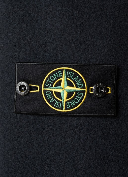 Stone Island S0453 mantel in kasjmierblend met logo - detail 2 donkerblauw