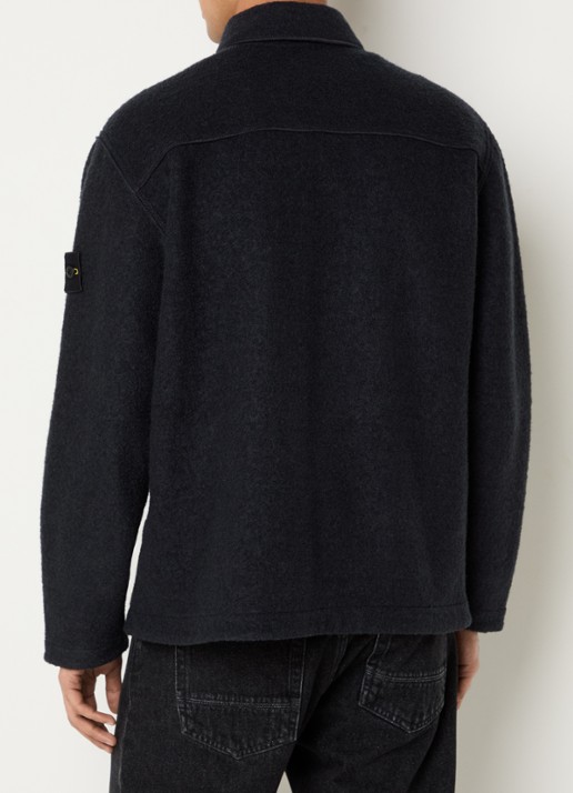 Stone Island S0461 overshirt in wolblend met logo - achterkant 3 donkerblauw