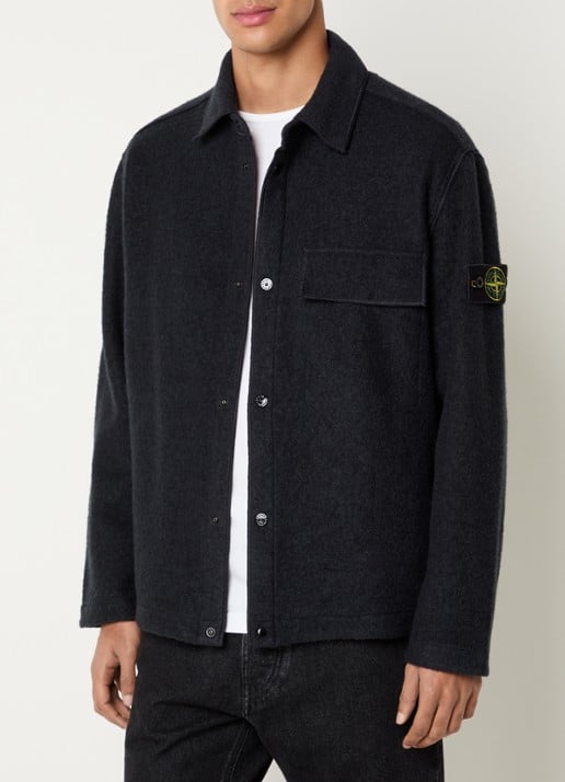 Stone Island S0461 overshirt in wolblend met logo