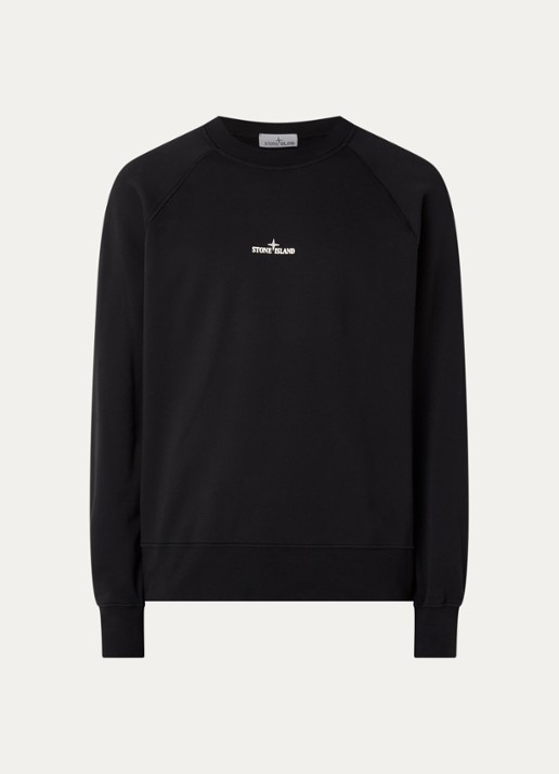 Stone Island S0466 sweater met logo- en backprint - voorkant 4 zwart