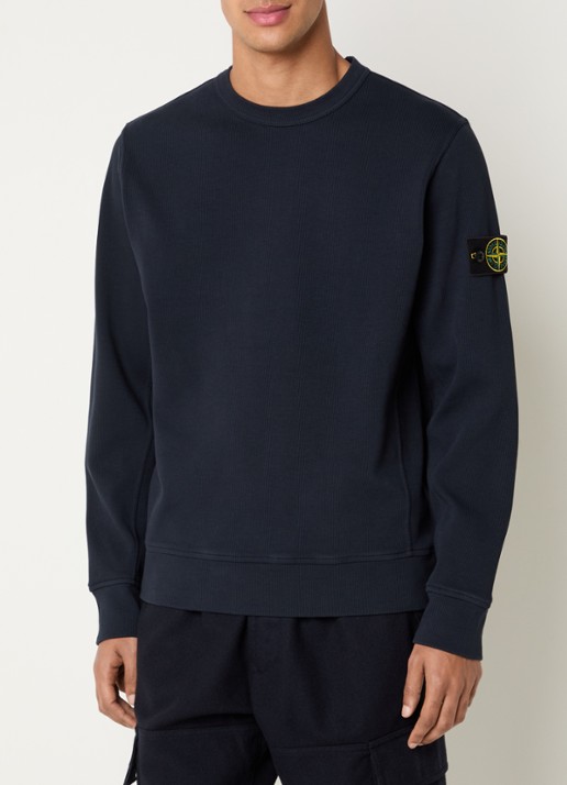 Stone Island S0472 sweater met logo - detail donkerblauw