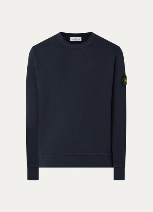 Stone Island S0472 sweater met logo - voorkant 3 donkerblauw