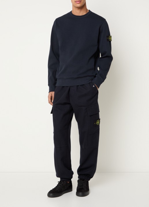 Stone Island S0472 sweater met logo - voorkant 4 donkerblauw