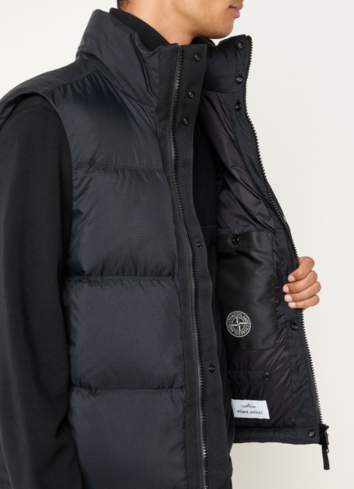 Stone Island S0483 gewatteerde bodywarmer met donsvulling - detail 2 zwart