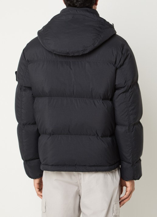 Stone Island S0483 puffer jack met donsvulling en afneembare capuchon - achterkant 4 zwart