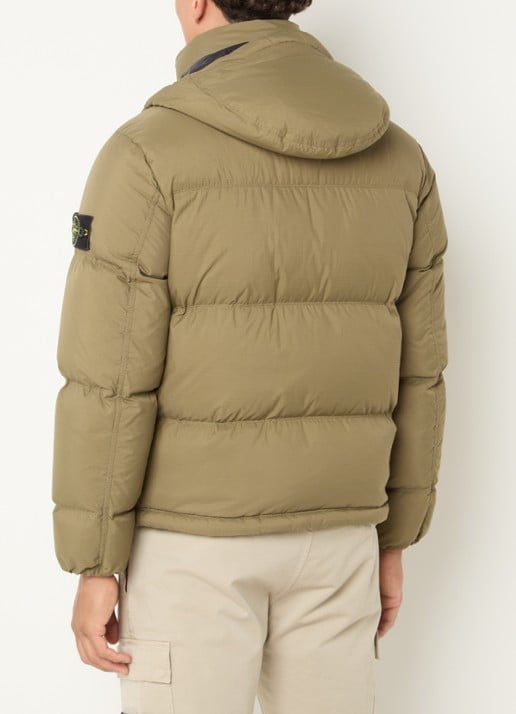 Stone Island S0483 puffer jack met donsvulling en afneembare capuchon - achterkant 6 mosgroen