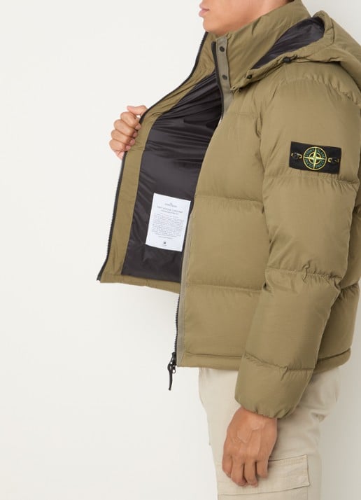Stone Island S0483 puffer jack met donsvulling en afneembare capuchon - detail 5 mosgroen
