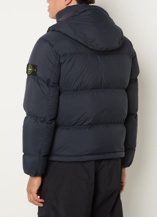 Stone Island S0483 puffer jack met donsvulling en afneembare capuchon - achterkant 3 donkerblauw