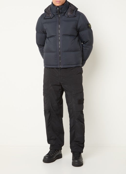 Stone Island S0483 puffer jack met donsvulling en afneembare capuchon - voorkant 2 donkerblauw