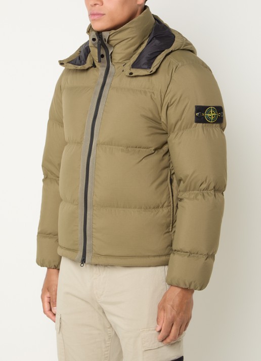 Stone Island S0483 puffer jacket met donsvulling en afneembare capuchon - detail 3 legergroen