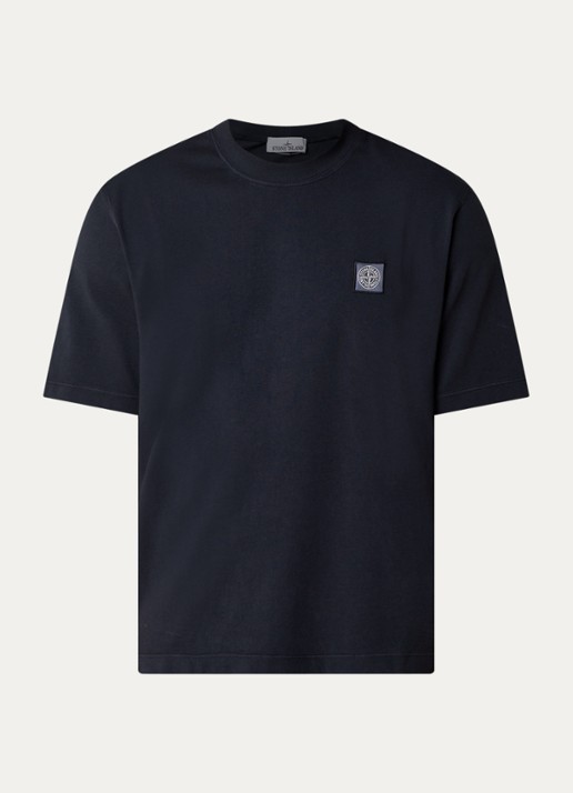 Stone Island S0500 T-shirt met logo - voorkant 3 donkerblauw