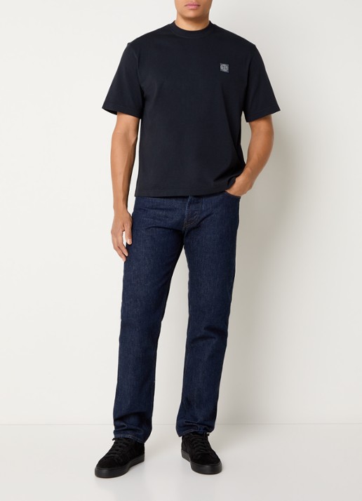 Stone Island S0500 T-shirt met logo - voorkant 4 donkerblauw