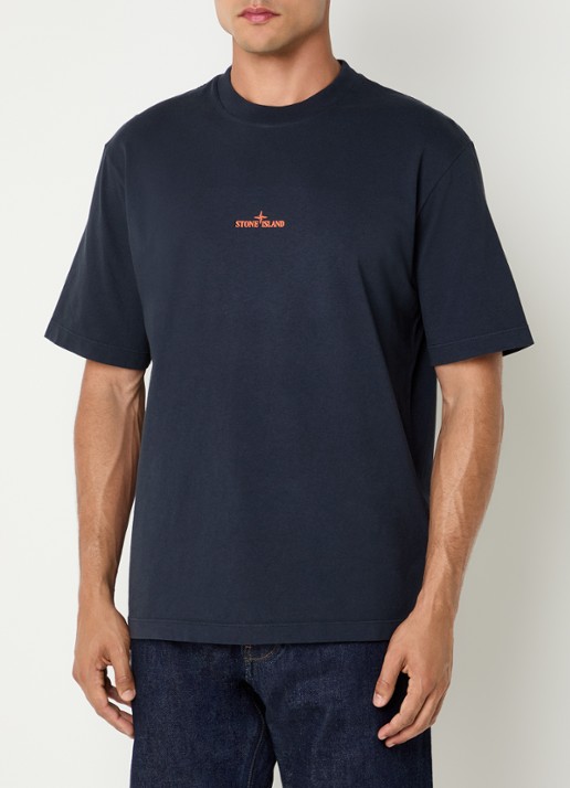 Stone Island S0534 T-shirt met logo- en backprint - achterkant 3 donkerblauw