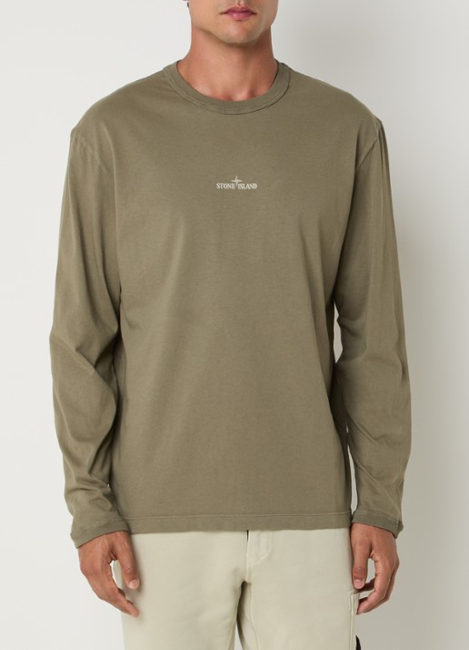 Stone Island S0535 longsleeve met logoprint - achterkant 6 lindegroen