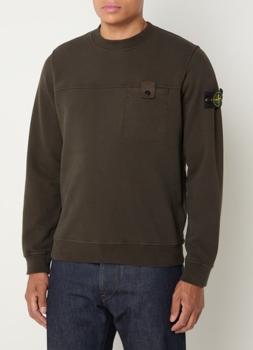 Stone Island S0A20 sweater met logo en borstzak