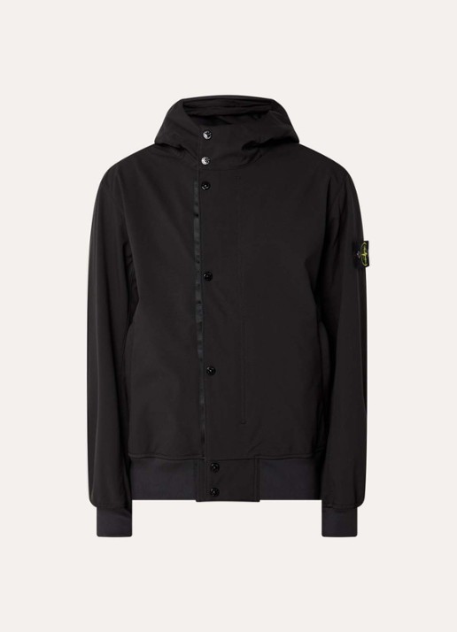 Stone Island S0A22 jack met capuchon en logo - voorkant 2 zwart