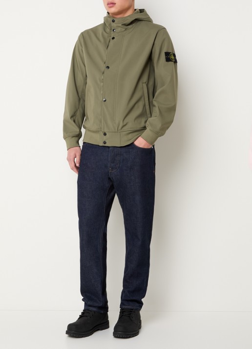Stone Island S0A22 jack met capuchon en logo - voorkant 5 mosgroen