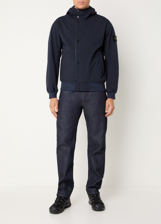 Stone Island S0A22 jack met capuchon en logo - voorkant 5 donkerblauw