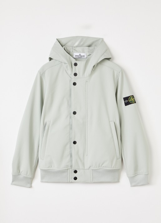 Stone Island S0A22 softshell jack met logo en waterafstotende coating