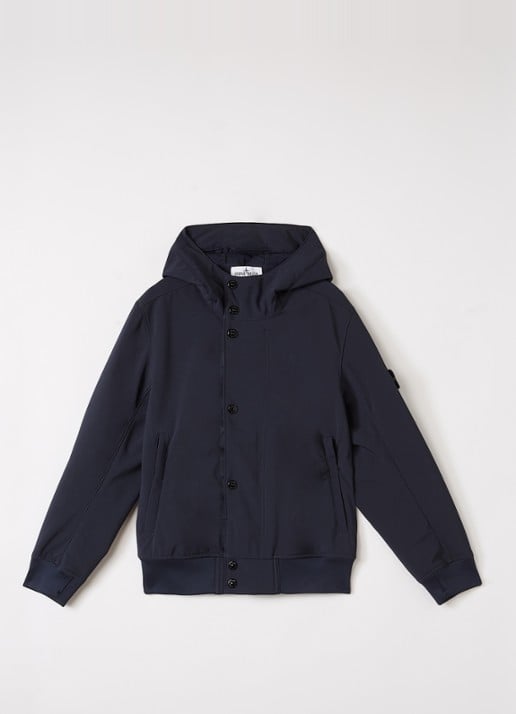 Stone Island S0A22 softshell jack met logo en waterafstotende coating