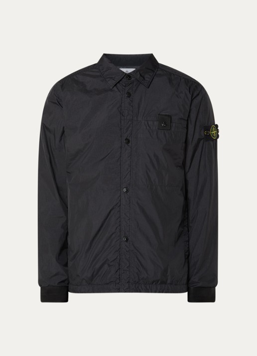 Stone Island S0A23 jack met logo en steekzakken - voorkant 4 zwart