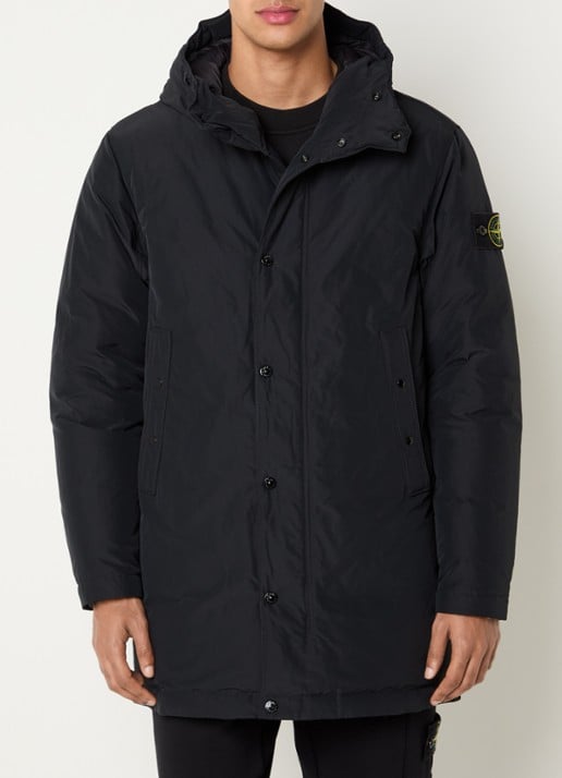 Stone Island S0A26 gewatteerd jack met capuchon - detail zwart